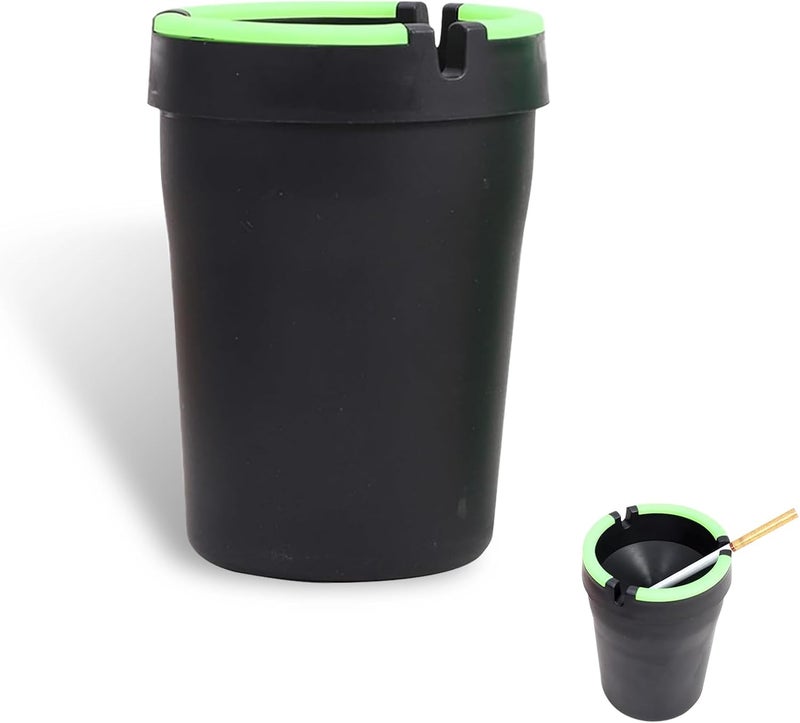 MLY Car Smokeless Ashtray, Glow in the Dark Butt Bucket Ashtray Cigarette, Car Ashtrays for Cup Holder Smell Proof, Self-Extinguishing Ash Holder Organizer, Universal for Cars, Trucks, SUVs (Black) - Image 1